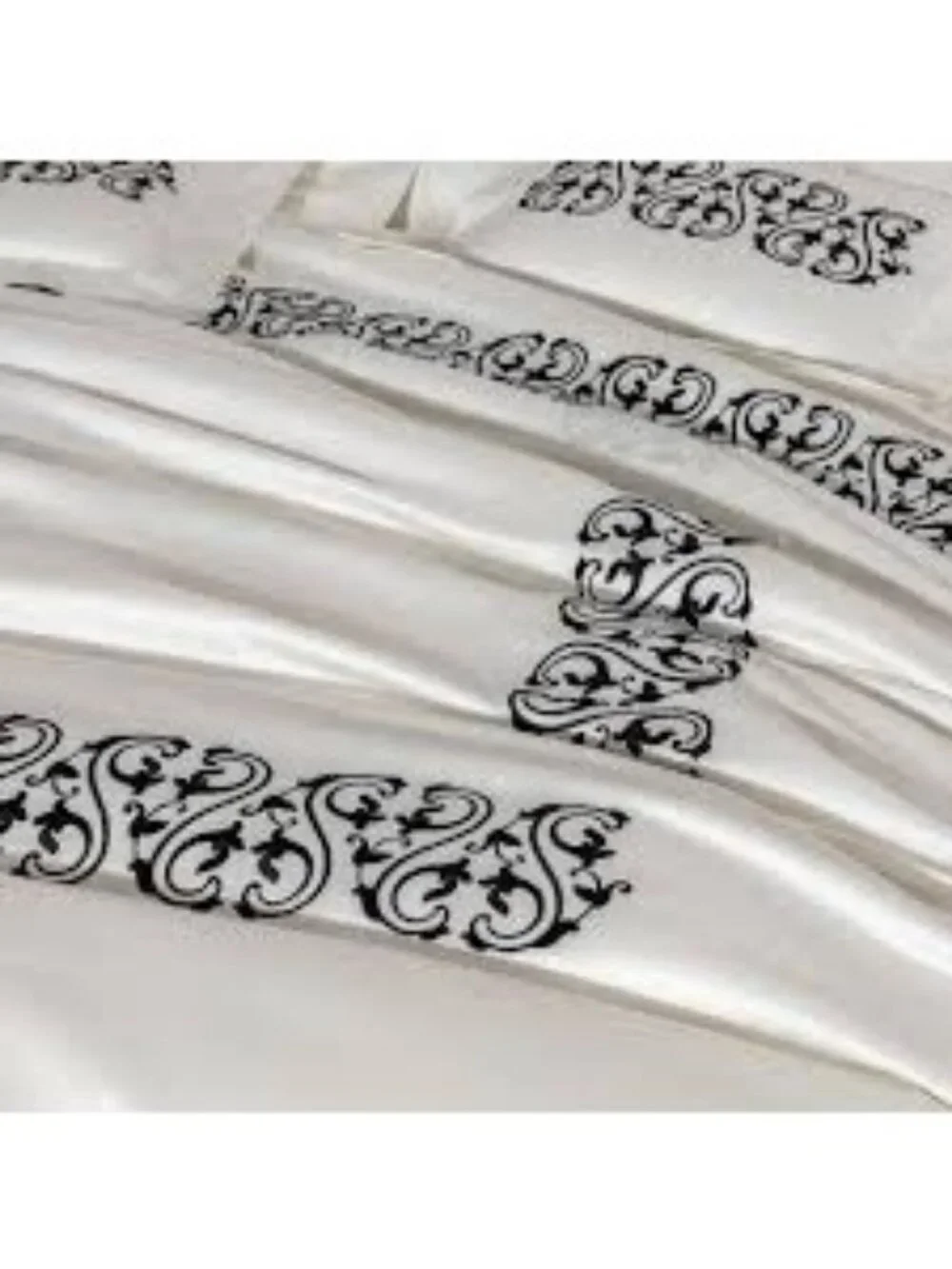 Frette Medallion Embroidery Hand Towel 24 in x 43 in Milk Black Cotton NEW!